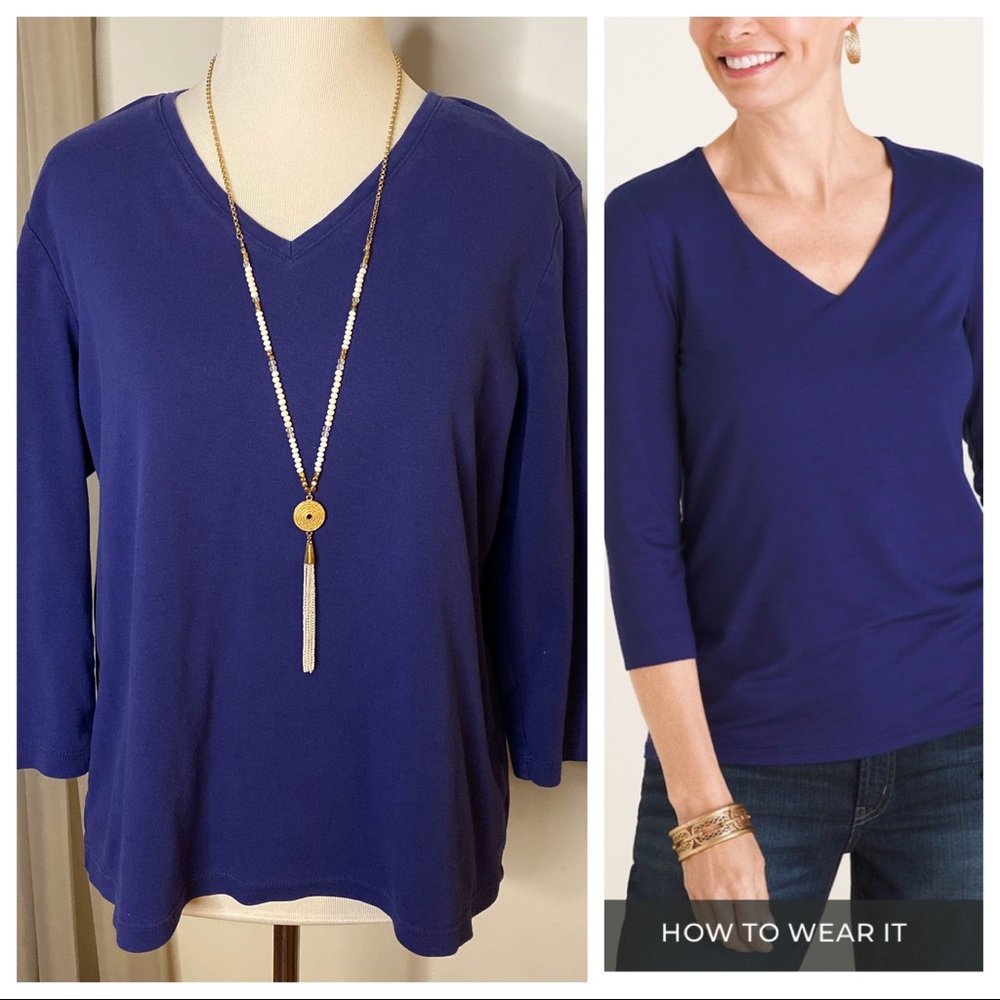 Chico’s 3/4 Sleeve Pullover Ink Purple Size 2